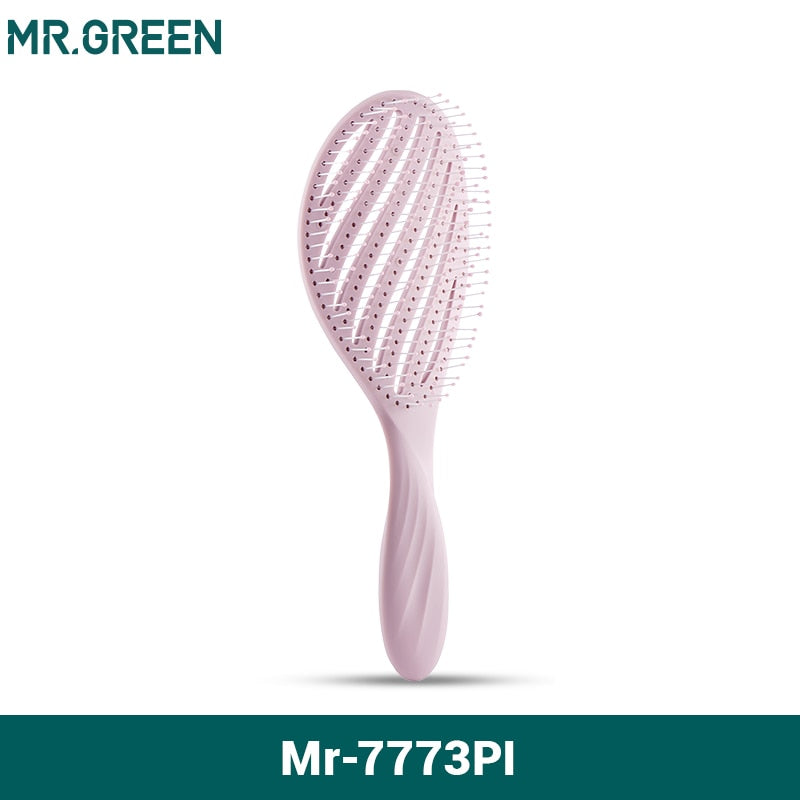 MR.GREEN Hollow Out Hair Brush Scalp Massage Combs Hair Styling Detangler Fast Blow Drying Detangling Tool Wet Dry Curly Hair