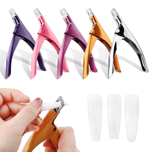 Professional Nail Art Clipper Special type U word False Tips Edge Cutters Manicure Colorful Stainless Steel Nail Art Tools
