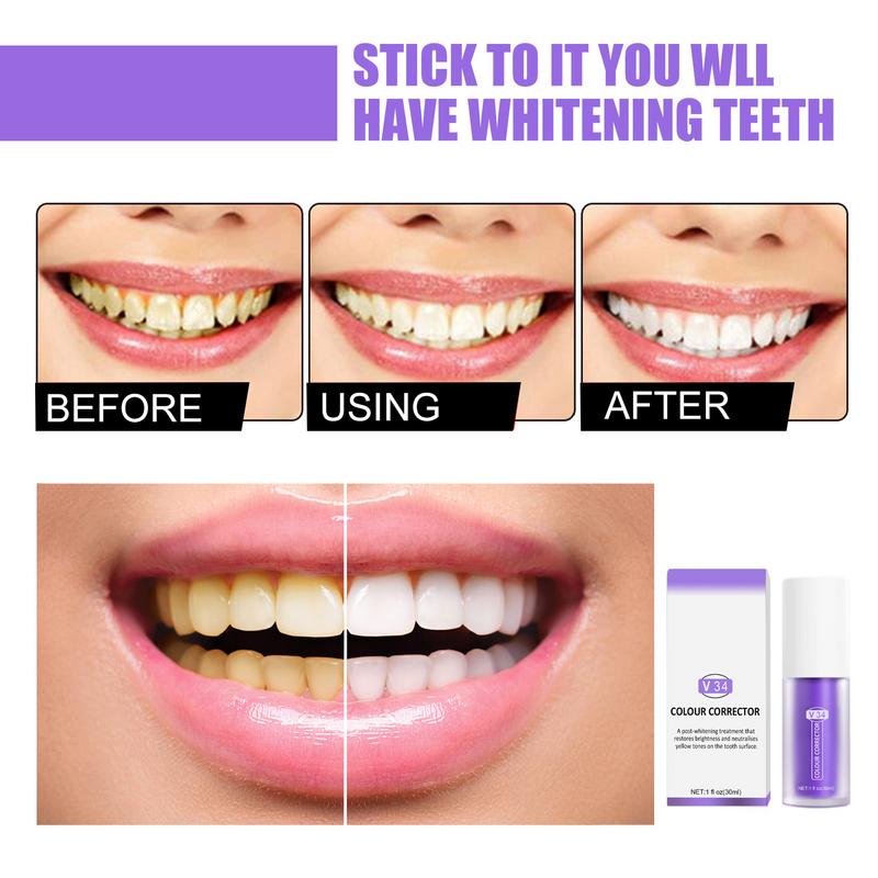 V34 Teeth Whitening Toothpaste Tooth Colour Corrector 30ml Enamel Care Toothpaste Intensive Stain Removal Reduce Yellowing