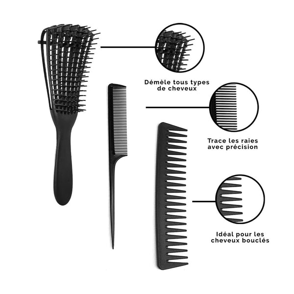 Brosse et peignes démêlants noirs cheveux bouclés - Save My Hair ! - Secrets de Simone